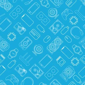 Gadgets and devices pattern collection Stock Illustration