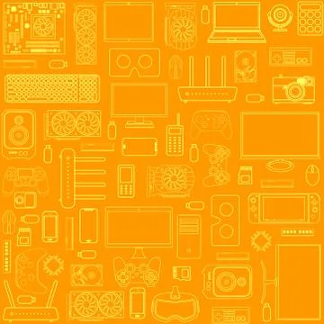 Gadgets and devices pattern collection Stock Illustration