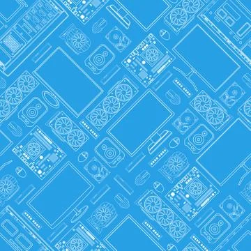 Gadgets and devices pattern collection Stock Illustration