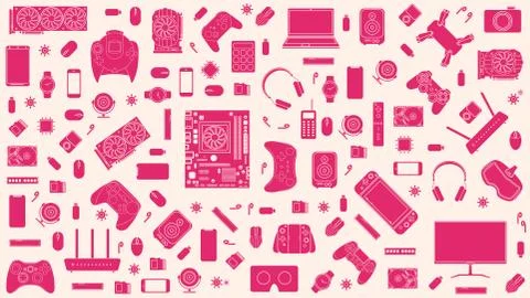 Gadgets and devices pattern collection Stock Illustration