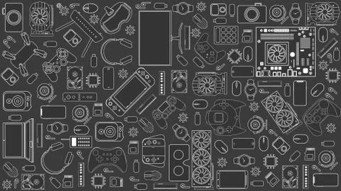 Gadgets and devices pattern collection Stock Illustration