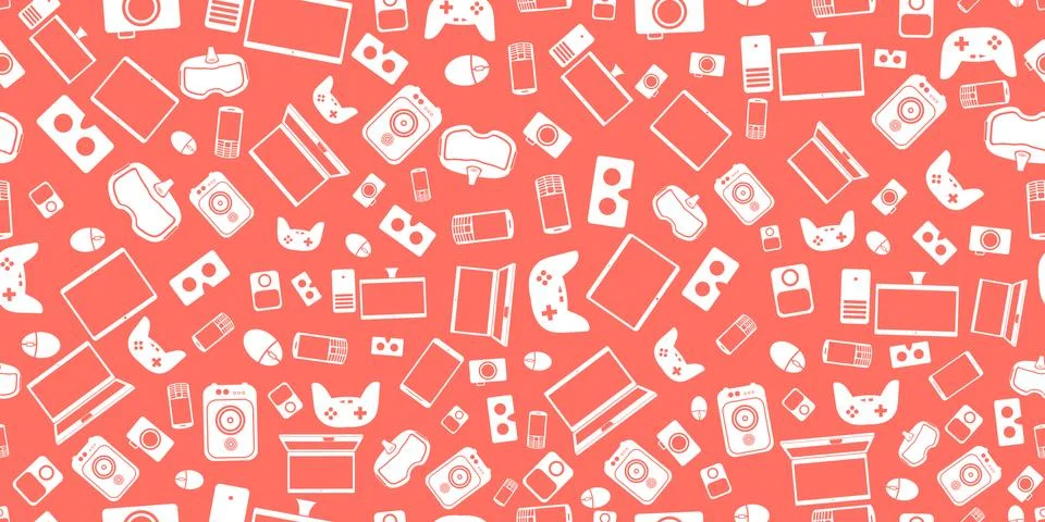 Gadgets and devices pattern collection Stock Illustration