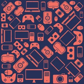 Gadgets and devices pattern collection Stock Illustration
