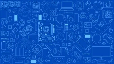 Gadgets and devices pattern collection Stock Illustration