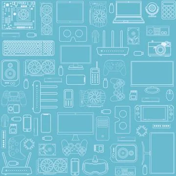 Gadgets and devices pattern collection Stock Illustration