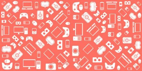 Gadgets and devices pattern collection Stock Illustration