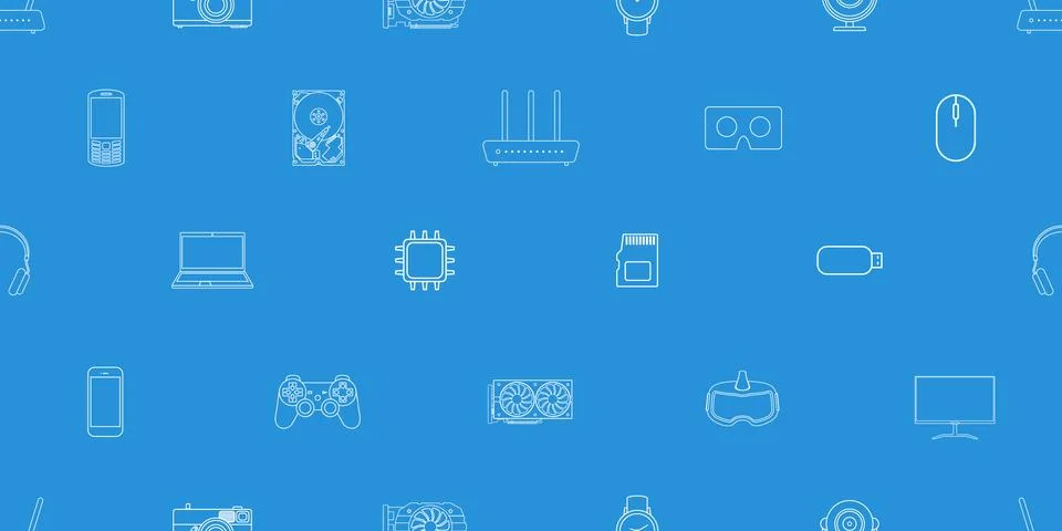 Gadgets and devices pattern collection Stock Illustration