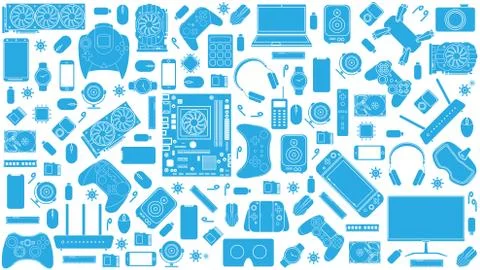 Gadgets and devices pattern collection Stock Illustration