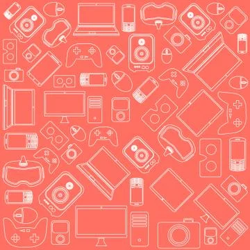 Gadgets and devices pattern collection Stock Illustration