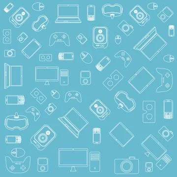 Gadgets and devices pattern collection Stock Illustration