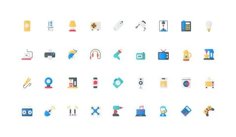 Gadgets and multimedia devices, electrical appliances for household color icon Stock Illustration
