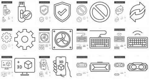 Gadgets line icon set Stock Illustration