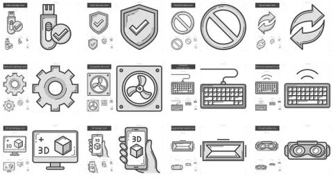 Gadgets line icon set Stock Illustration