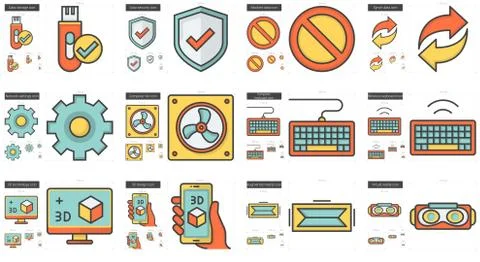 Gadgets line icon set Stock Illustration
