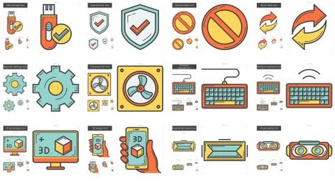 Gadgets line icon set. Stock Illustration