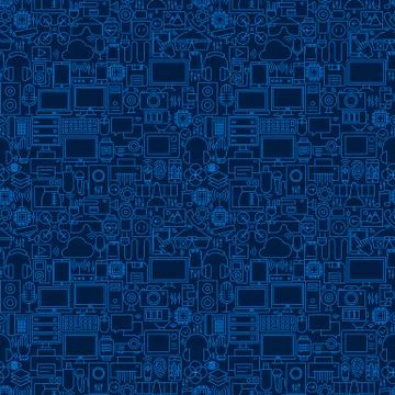 Gadgets Line Seamless Pattern Stock Illustration