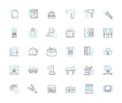 Gadgets linear icons set. Technology, Devices, Innovation, Electronics, Smartphs Stock Illustration