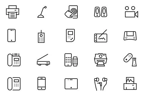 Gadgets Vector Line Icons Collection Stock Illustration
