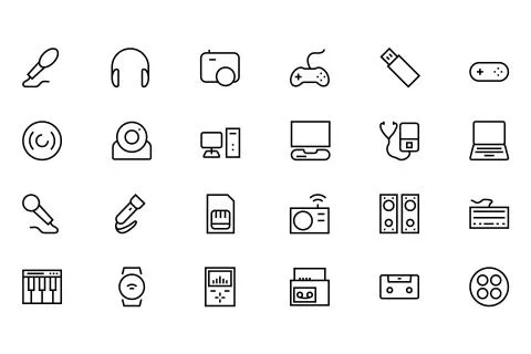 Gadgets Vector Line Icons Stock Illustration