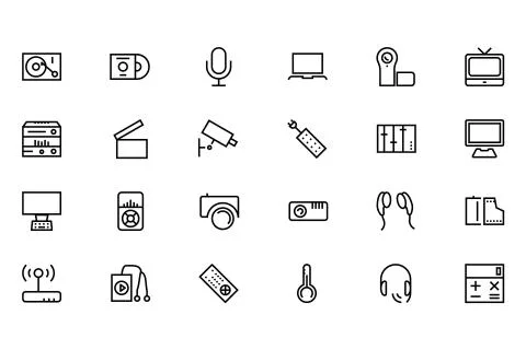 Gadgets Vector Line Icons Set Stock Illustration