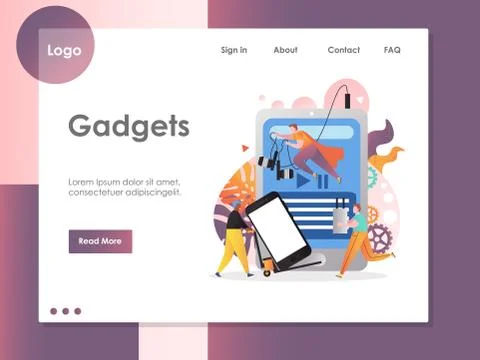 Gadgets vector website landing page design template Stock Illustration