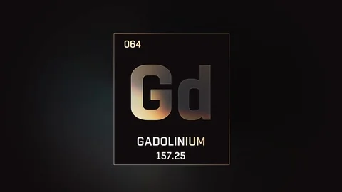 Gadolinium as Element 64 of the Periodic Table 3D animation on grey background Video stock 119745190