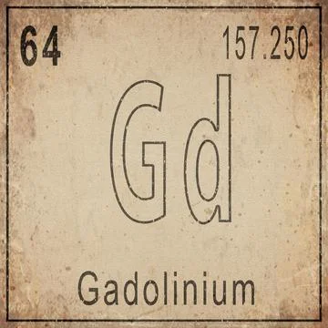 Gadolinium Element Card from Periodic Table on Vintage Old Paper Stock Illustration