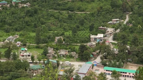GADSA Himalayan Town Ariel View Kullu Himachal Pradesh INDIA. Stock Footage 201088125