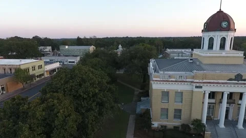 Gadsden County Courthouse Aerial Footage Stock Footage