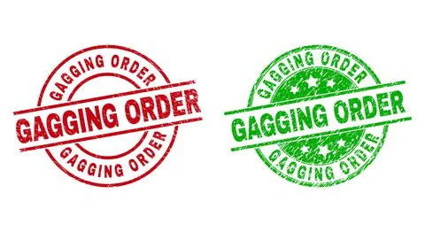 GAGGING ORDER Round Seals with Corroded Texture Stock Illustration