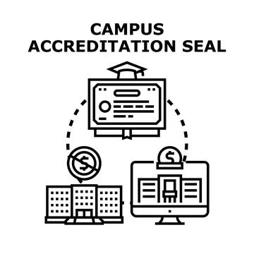 Gaining campus accreditation and educational certification process Stock Illustration