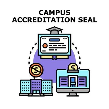 Gaining campus accreditation and educational certification process Stock Illustration