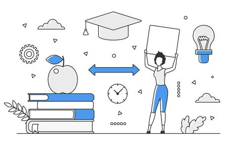 Gaining knowledge in educational process Stock Illustration