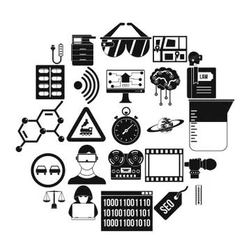 Gaining knowledge icons set, simple style Stock Illustration