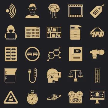 Gaining knowledge icons set, simple style Stock Illustration