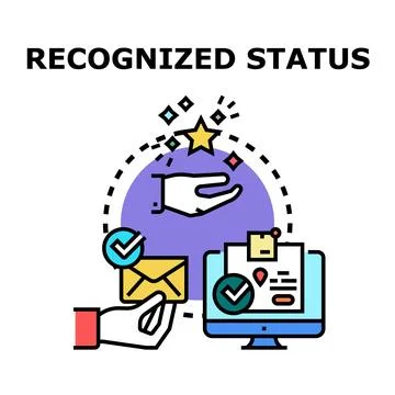 Gaining recognized status and official approval concept Stock Illustration