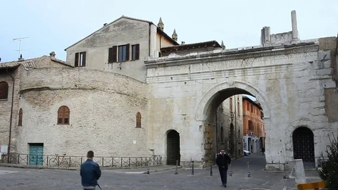 Gaius Iulius Caesar Octavianus Augustus Arch real time with dogs Video stock 83276629