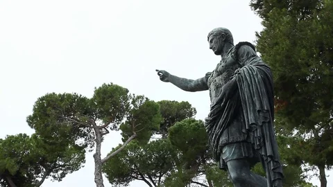 Gaius Iulius Caesar Octavianus Augustus Julius Caesar Statue real time below Video stock 83277427