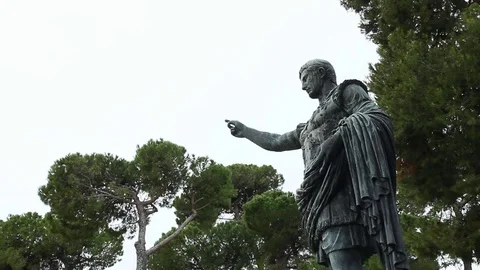 Gaius Iulius Caesar Octavianus Augustus Statue Julius Caesar real time tilt Video stock 83277595