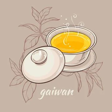 Gaiwan on brown background Stock Illustration
