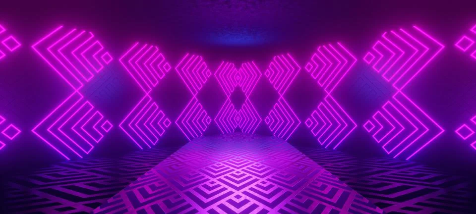 Galactic CryptoSpace Interior Crypto World Awesome Neon with Indigo Colors Re Stock Illustration