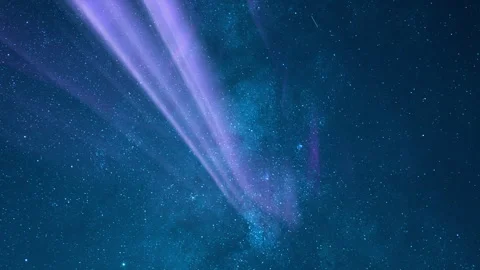 Galactic Dreams Aurora and Shooting Stars Milky Way Time Lapse Stock Footage 317455966