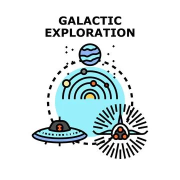 Galactic exploration concept featuring cosmic travel and discovery Stock Illustration