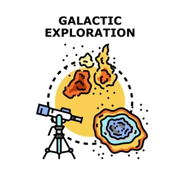 Galactic exploration process observing universe and cosmic objects Illustrazione stock