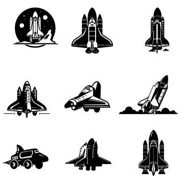 Galactic Fleet Collection  Sleek Space Vehicle Vector Designs Illustrazione stock