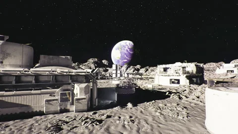 Galactic mining installation with processing units and secure storage facilities Stock Footage 341560456