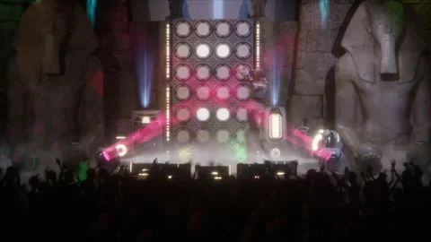 Galactic queen mummy singing in a cosmic stage show Stock Footage 294265072