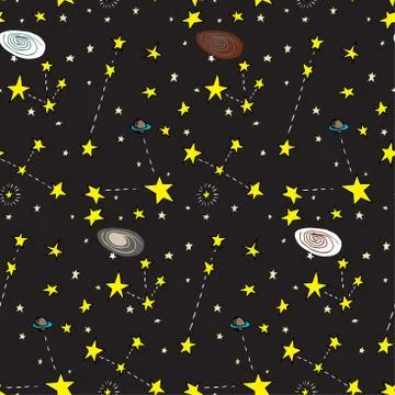 Galactic Seamless Pattern Stock Illustration