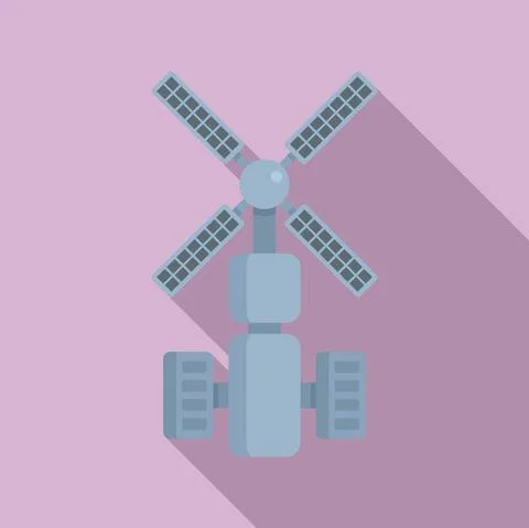 Galactic space station icon flat vector. Astronaut spaceship Stock Illustration