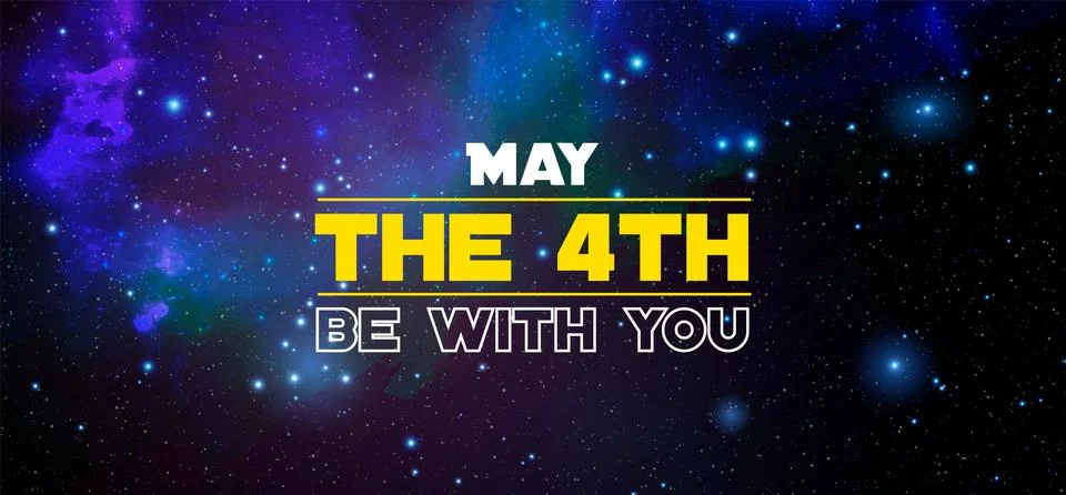 Galactic-Themed Typography with May the Fourth Be With You Stock Illustration